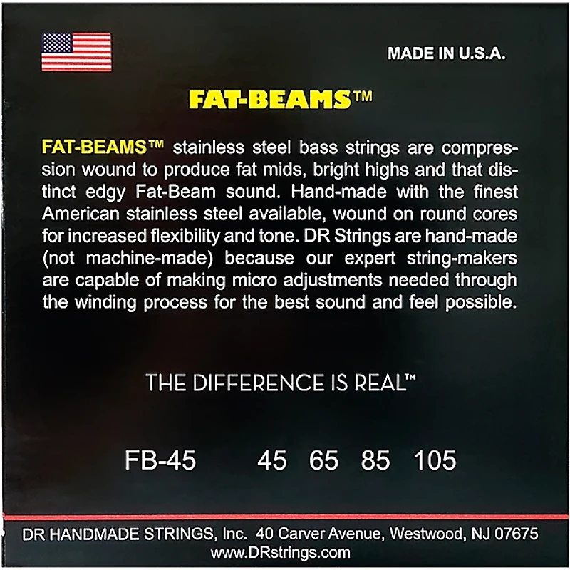 DR Strings Fat-Beams Stainless Steel Medium 4-String Bass Strings (45-105)