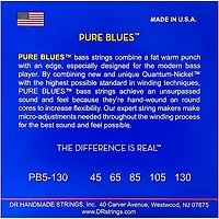 DR Strings PURE BLUES Medium 5-String Bass Strings (45-130)