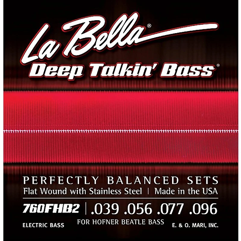 La Bella 760FHB2 Deep Talkin' Bass Flat Wound Light Strings for Hofner Beatke Bass - (39-96)