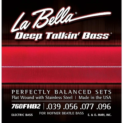 La Bella 760FHB2 Deep Talkin' Bass Flat Wound Light Strings for Hofner Beatke Bass - (39-96)