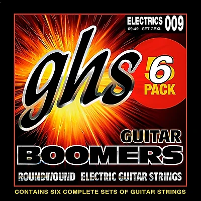 GHS Boomers GBXL Extra Light Electric Guitar Strings (9-42) 6-Pack