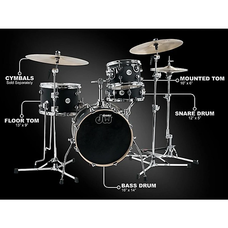 DW Design Series Mini-Pro 4-Piece Shell Pack With 16" Bass Drum