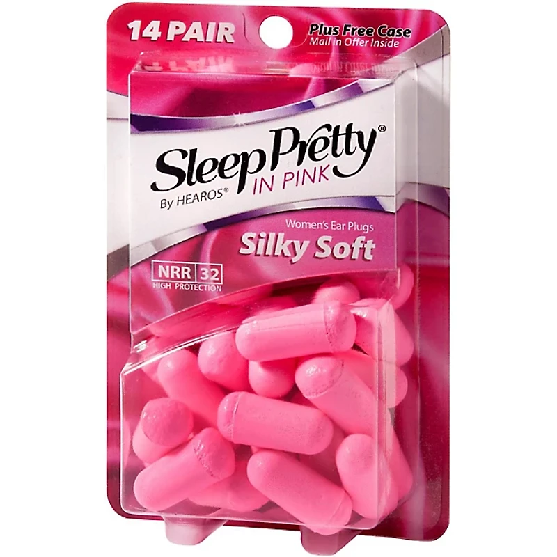 Hearos Sleep Pretty in Pink 14 Pair Ear Plugs + Free Case