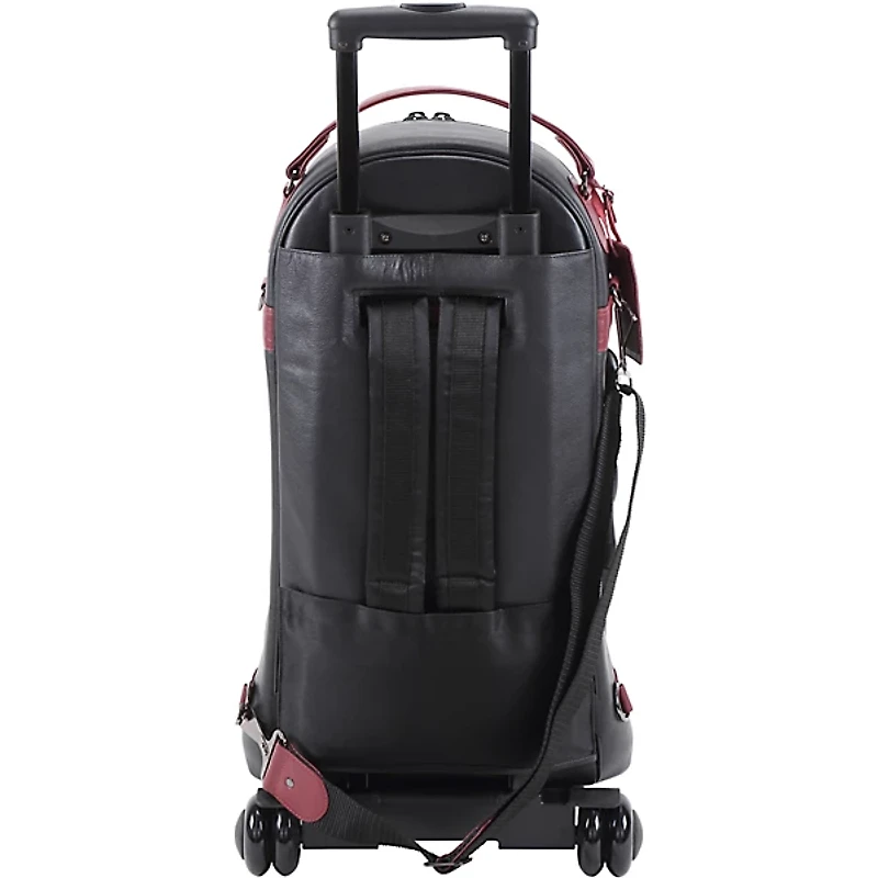 Gard Designer Compact Triple Trumpet Wheelie Black Leather with Burgundy Leather Trim