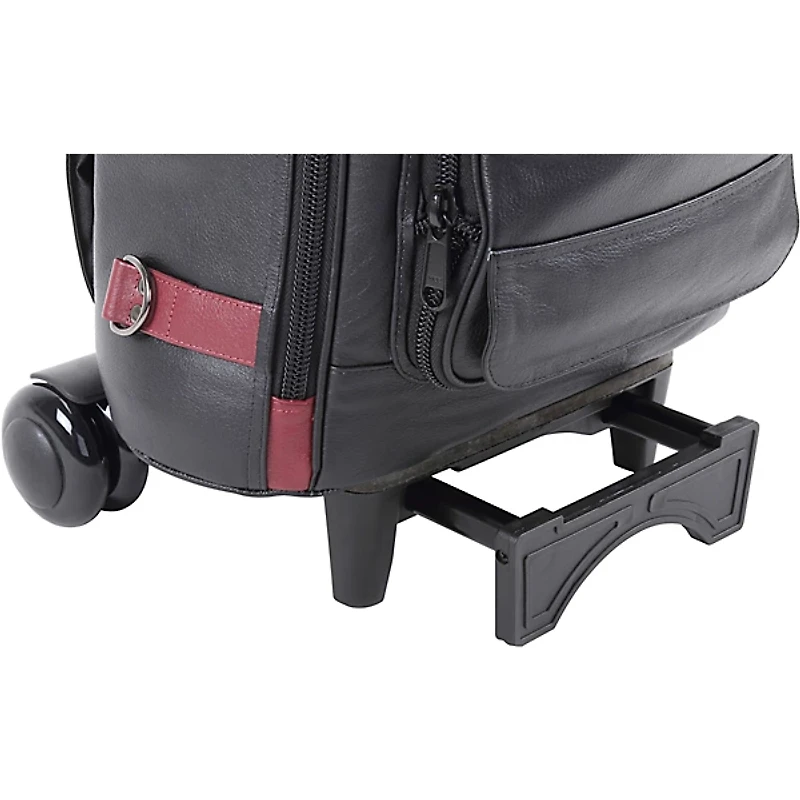 Gard Designer Compact Triple Trumpet Wheelie Black Leather with Burgundy Leather Trim