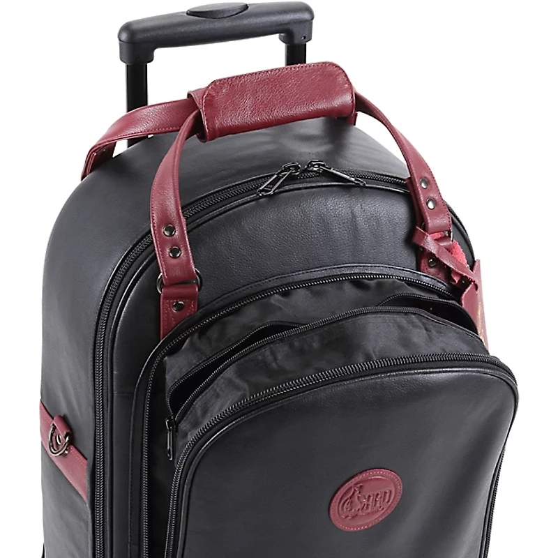 Gard Triple Trumpet Wheelie Black Leather with Burgundy Leather Trim