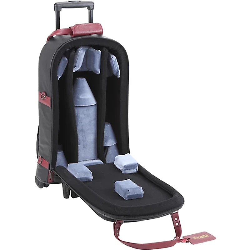 Gard Triple Trumpet Wheelie Black Leather with Burgundy Leather Trim