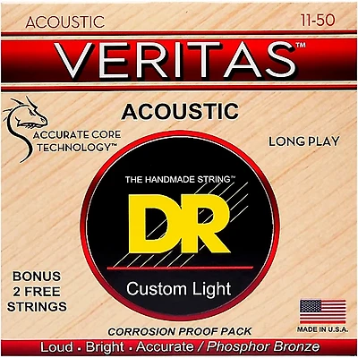DR Strings Veritas - Perfect Pitch with Dragon Core Technology Custom Light Acoustic Strings (11-50)