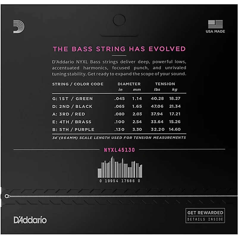 D'Addario NYXL45130 Gauge NPS Long-Scale Bass Strings
