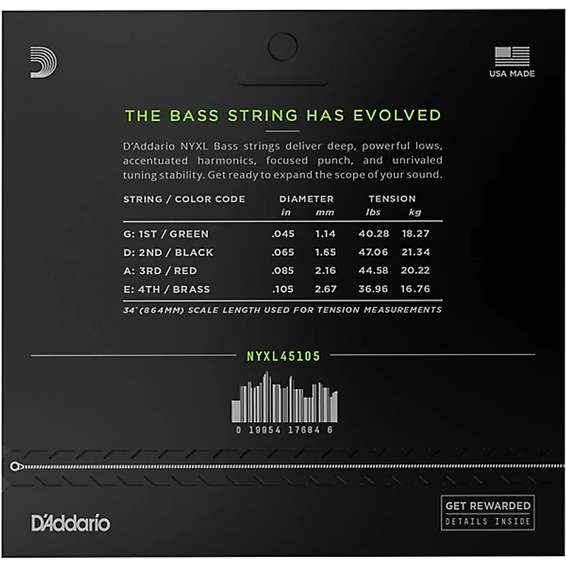 D'Addario NYXL45105 Gauge NPS Long-Scale Bass Strings