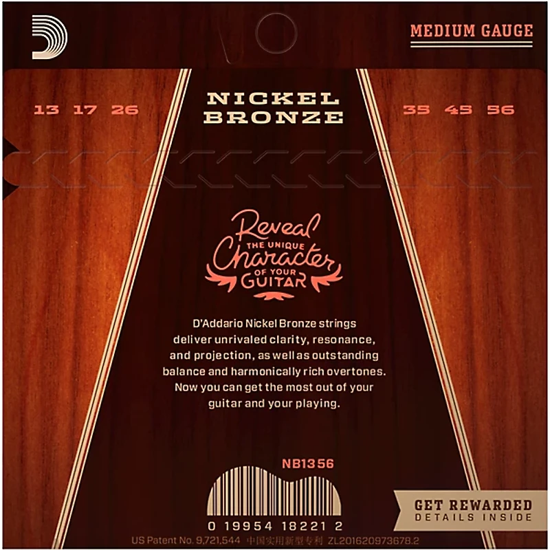 D'Addario NB1356 Nickel Bronze Medium Acoustic Strings