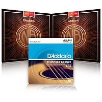D'Addario NB1253 Nickel Bronze Medium Acoustic Strings 2-Pack With EJ16 Phosphor Bronze Light Single Pack