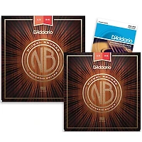 D'Addario NB1356 Nickel Bronze Medium Acoustic Strings 2-Pack With EJ16 Phosphor Bronze Light Acoustic Strings Single Pack