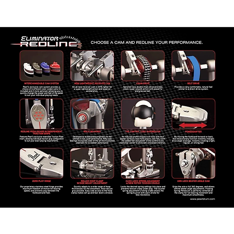 Pearl Eliminator Redline Chain Drive Single Bass Drum Pedal