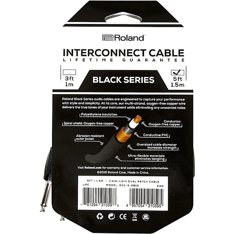 Roland Black Series Dual 1/4" Interconnect Cable