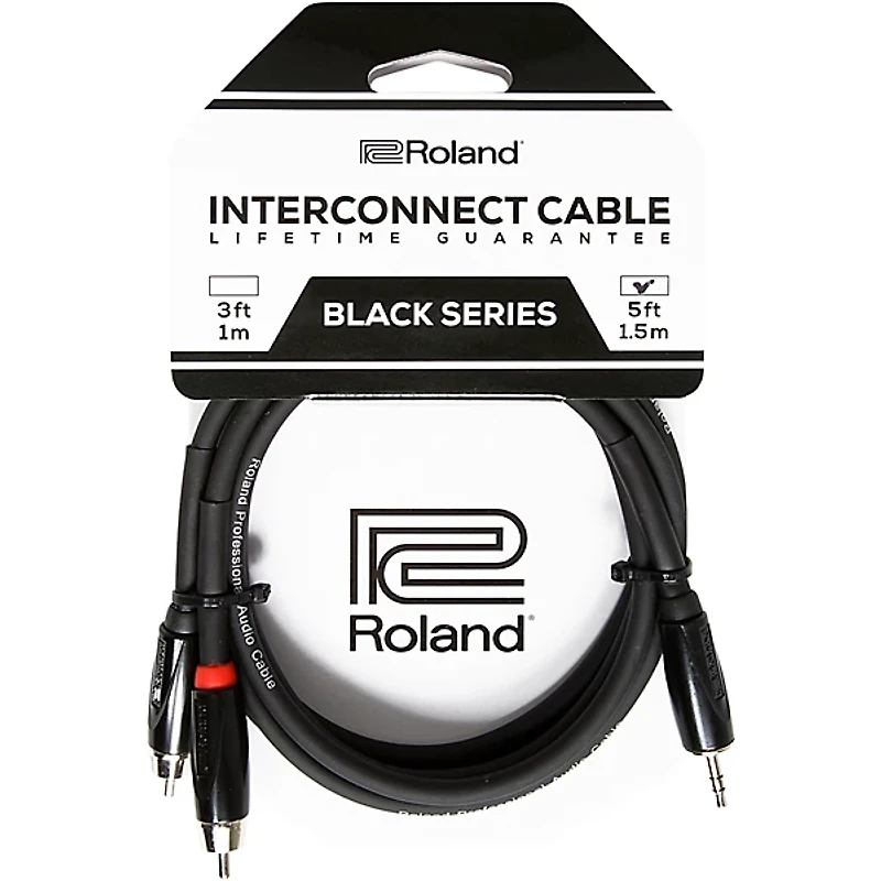 Roland Black Series 3.5mm TRS-Dual RCA Interconnect Cable 5 ft. Black