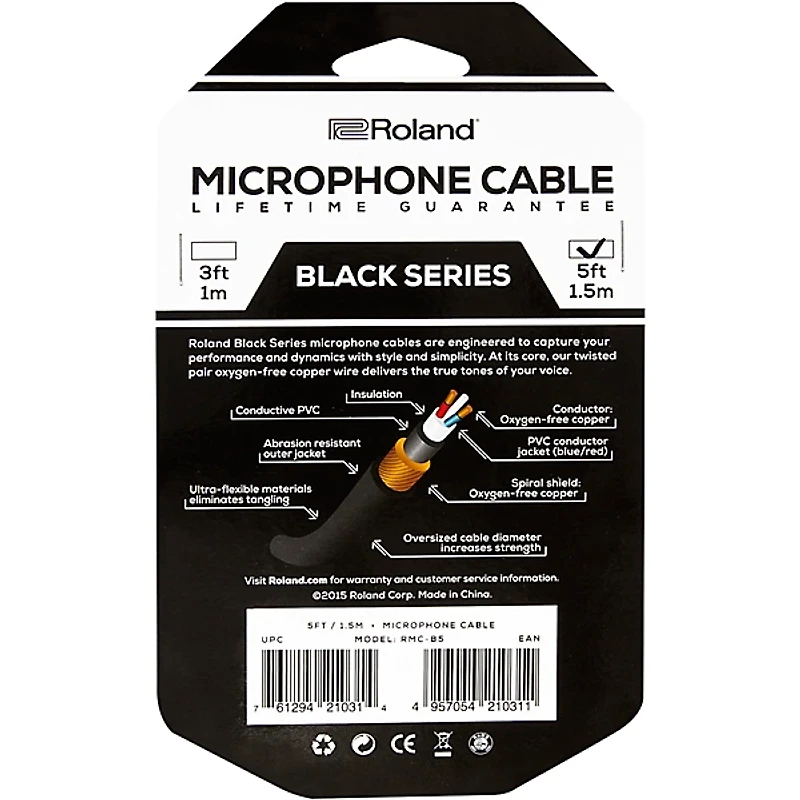Roland Black Series XLR Microphone Cable