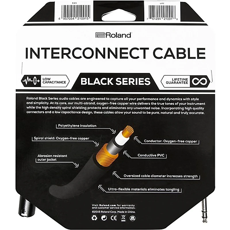 Roland Black Series 1/4" TRS-XLR(Male) Interconnect Cable