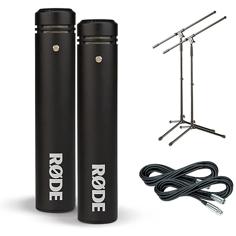 RODE M5 Compact 1/2" Condenser Microphone Matched Pair Cable & Stand Drum Overhead Package