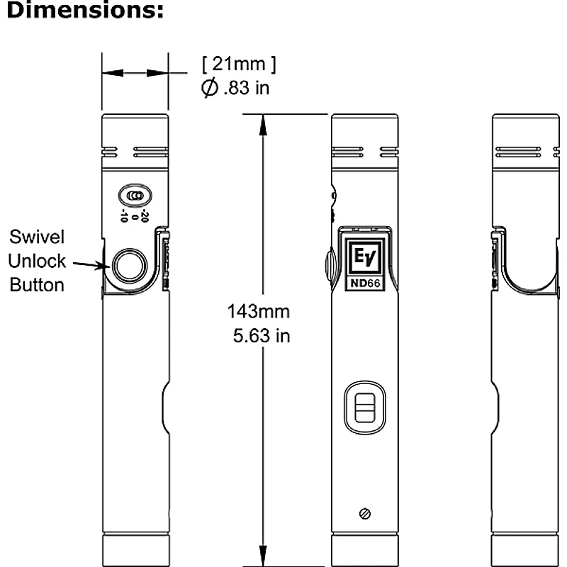 Electro-Voice ND66 Cardioid Condenser Instrument Microphone