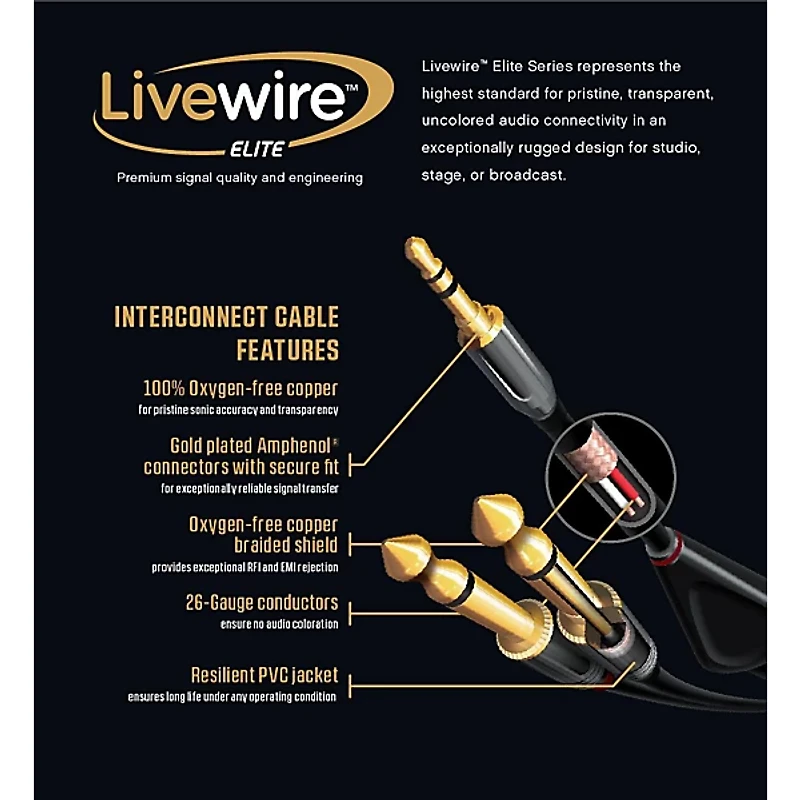 Livewire Elite Interconnect Y-Cable 3.5 mm TRS Male to RCA Male -