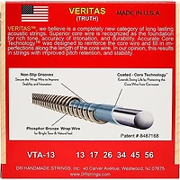 DR Strings Veritas - Perfect Pitch with Dragon Core Technology Light Acoustic Strings (13-56)