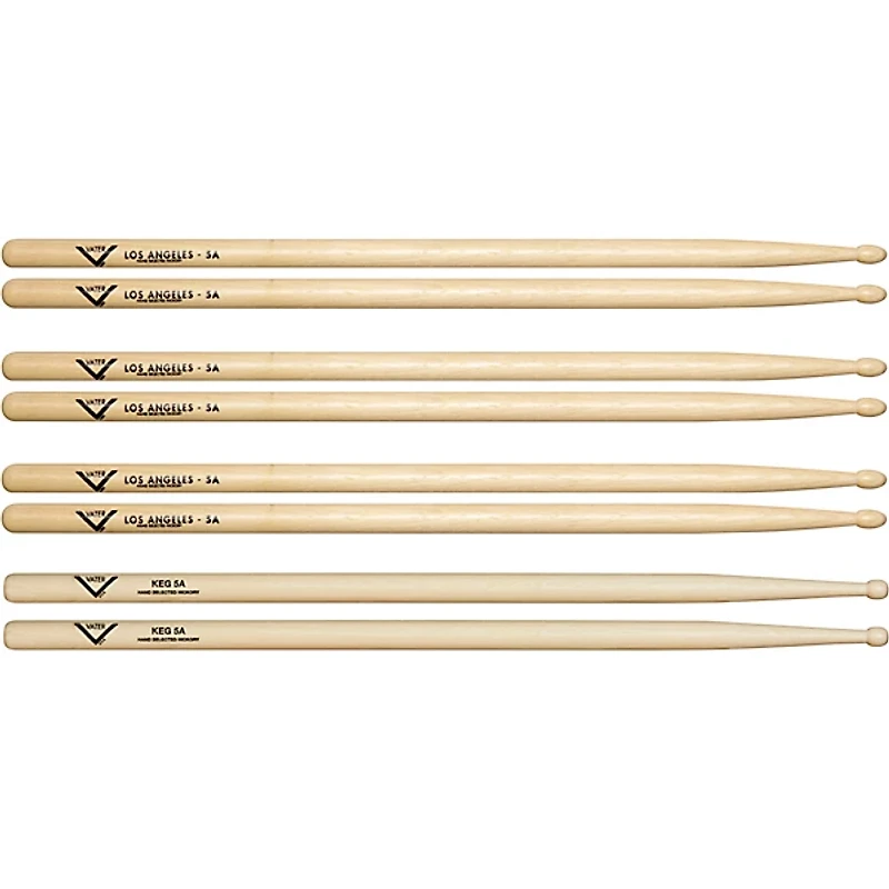 Vater Buy 3 5A Wood Drum Stick Pairs, Get 1 Free KEG 5A Pair
