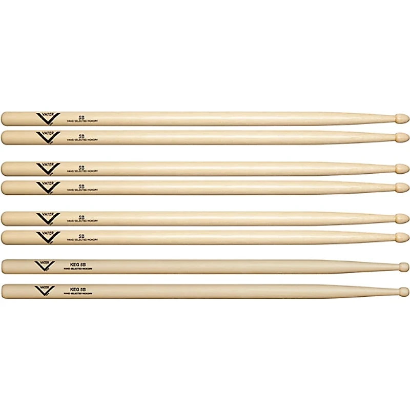 Vater Buy 3 5B Wood Drumsticks, Get 1 Free KEG 5B