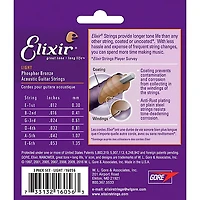 Elixir Light Nanoweb Phosphor Bronze Acoustic Guitar Strings