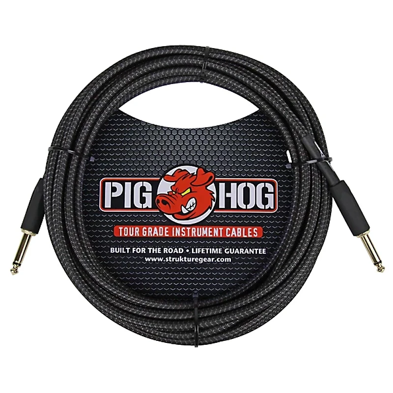 Pig Hog Instrument Cable Black Woven 1/4" to 1/4"