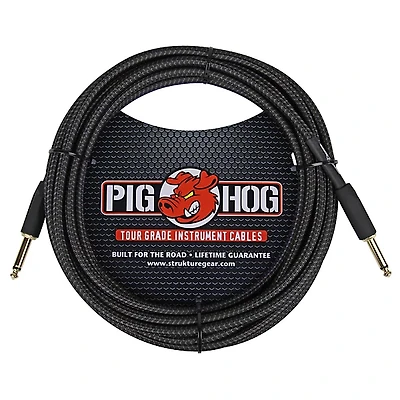 Pig Hog Instrument Cable Black Woven 1/4" to 1/4"