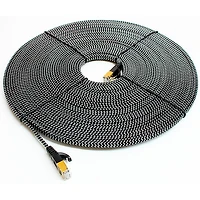 Tera Grand CAT7 10 Gigabit Ethernet Ultra Flat Braided Cable, Black/White