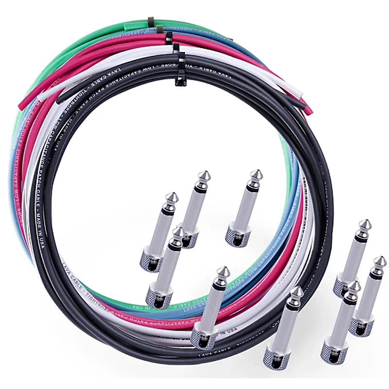 Lava Tightrope Solder-Free Cable Kit with 10 Right Angle Plugs 10 ft. White
