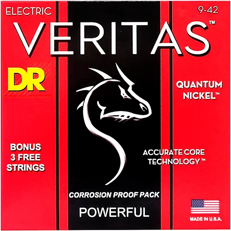 DR Strings VERITAS - Accurate Core Technology Light Electric Guitar Strings (9-42)