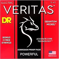 DR Strings VERITAS - Accurate Core Technology Light Electric Guitar Strings (9-42)