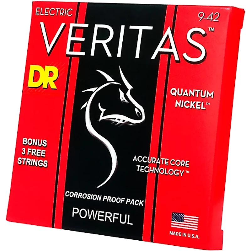 DR Strings VERITAS - Accurate Core Technology Light Electric Guitar Strings (9-42)