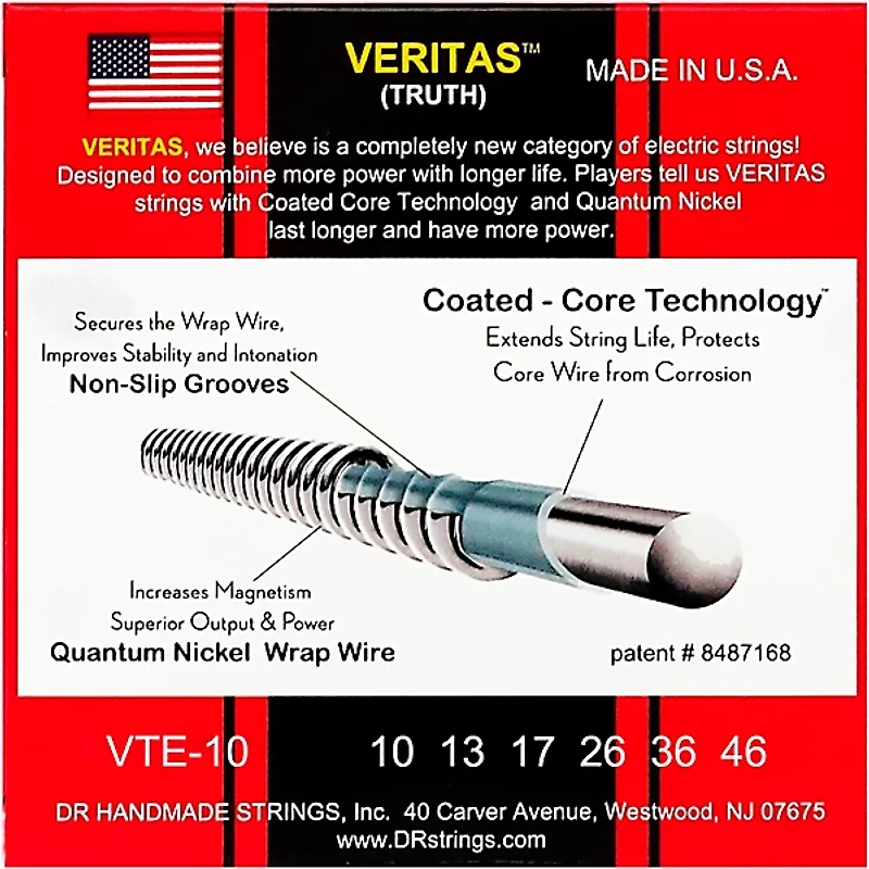 DR Strings VERITAS - Accurate Core Technology Medium Electric Guitar Strings (10-46)