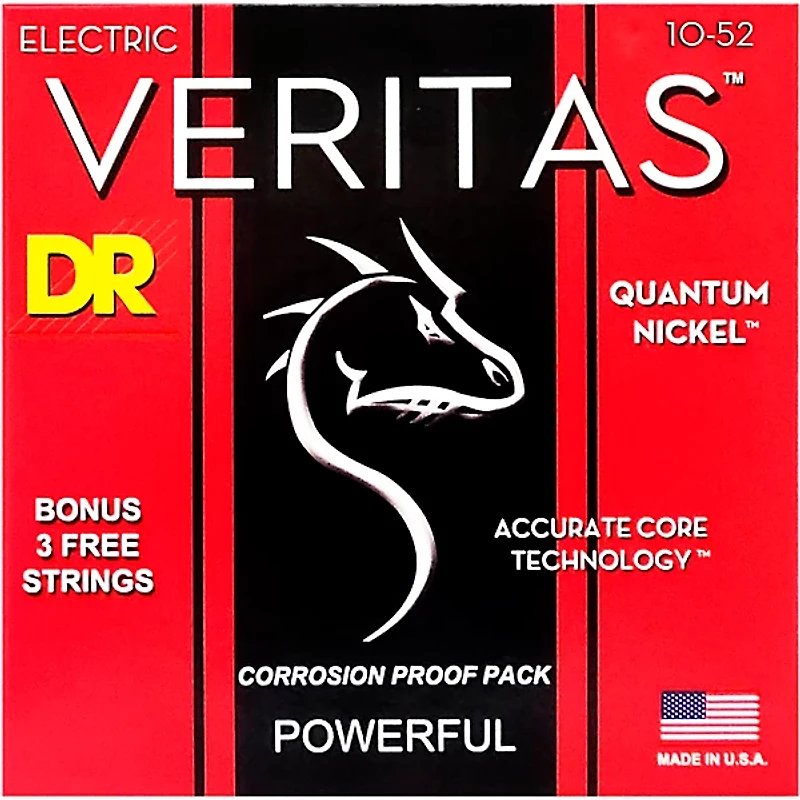 DR Strings VERITAS - Accurate Core Technology Big and Heavy Electric Guitar Strings (10-52)