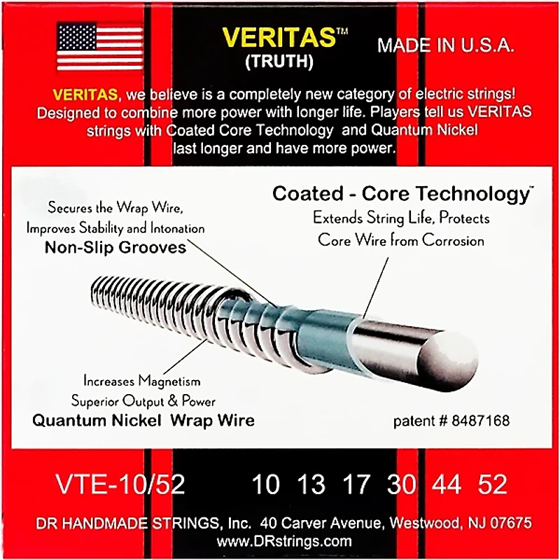 DR Strings VERITAS - Accurate Core Technology Big and Heavy Electric Guitar Strings (10-52)