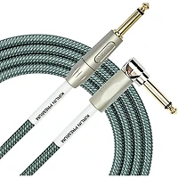 Kirlin Premium Plus Straight to Right Angle Instrument Cable - Olive Green Woven Jacket, 10 ft.