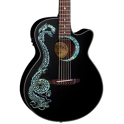 Luna Fauna Dragon Acoustic-Electric Guitar Classic Black