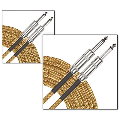 Musician's Gear Standard Instrument Cable Tweed-20 ft.-Gold (2 Pack)