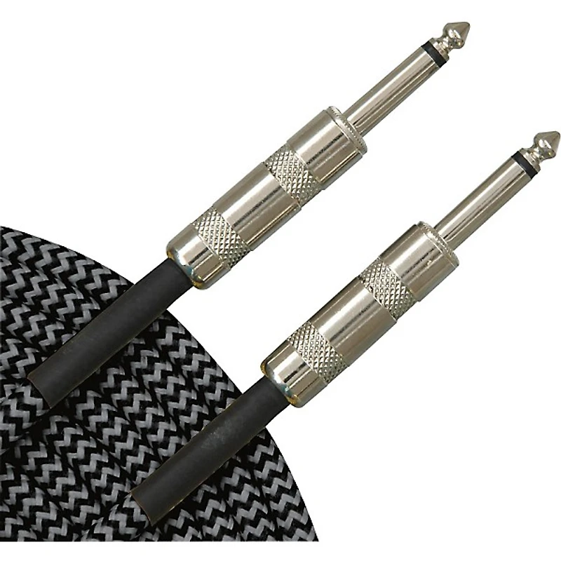 Musician's Gear Standard Instrument Cable Tweed-20 ft.-Black and Silver (2 Pack)