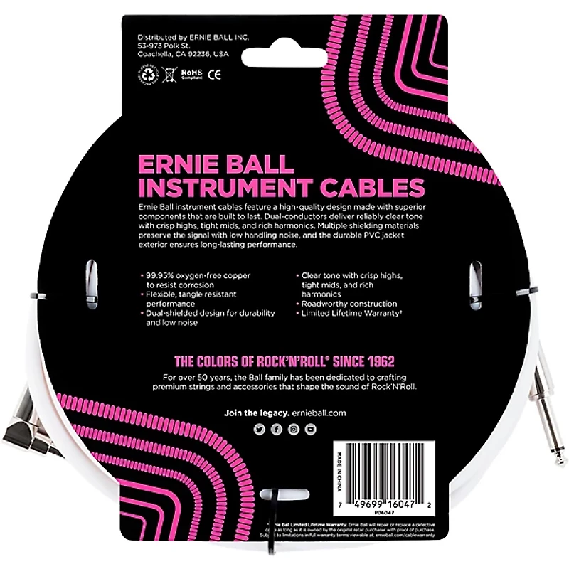 Ernie Ball Straight-Angle Instrument Cable
