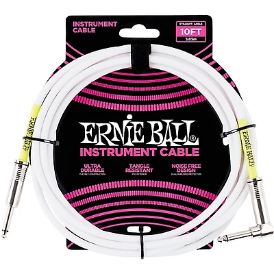Ernie Ball Straight-Angle Instrument Cable - White