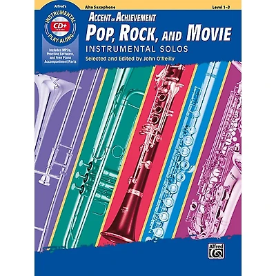 Alfred Accent on Achievement Pop, Rock, and Movie Instrumental Solos Alto Saxophone Book, Level 1-3