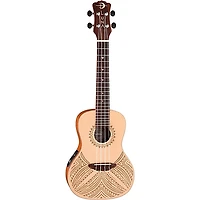 Luna Concert Solid Spruce Top Tapa Design Acoustic Electric Ukulele Natural