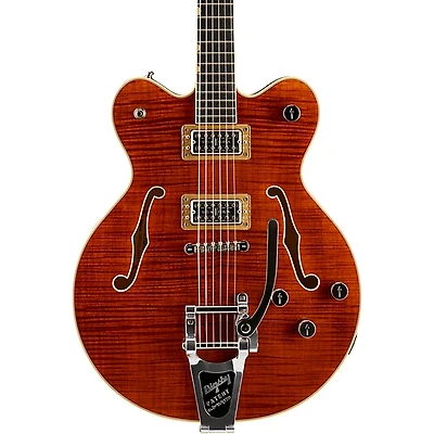 Gretsch Guitars G6609TFM Players Edition Broadkaster Center Block Electric Guitar With String-Thru Bigsby and Flame Maple Bourbon Stain