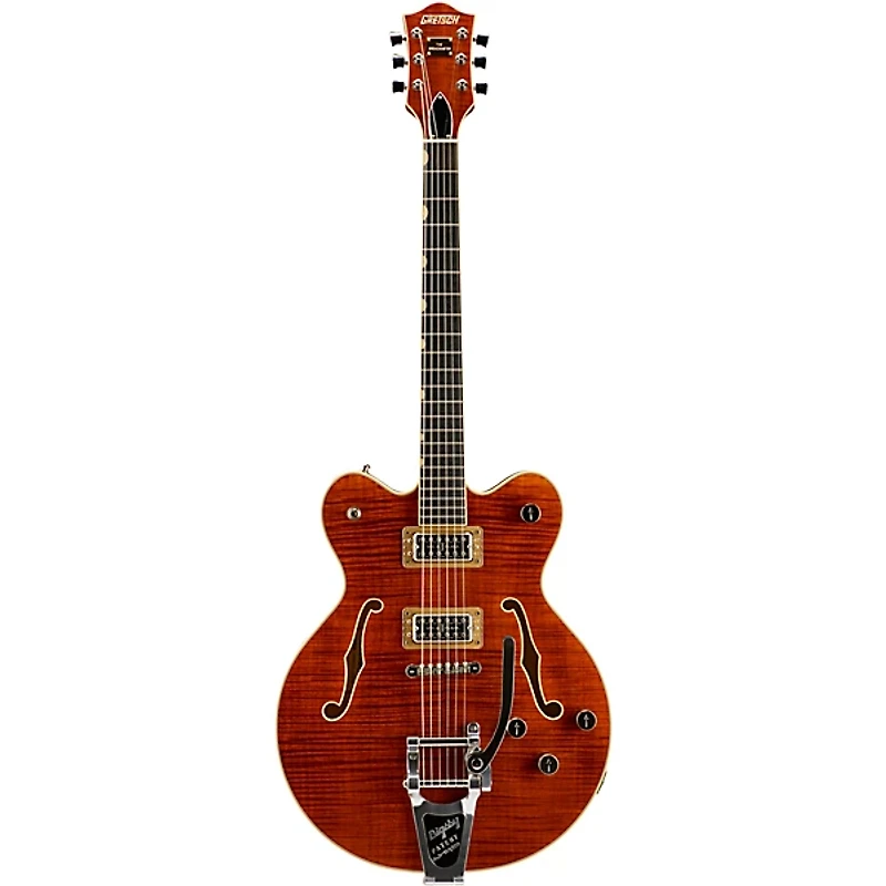 Gretsch Guitars G6609TFM Players Edition Broadkaster Center Block Electric Guitar With String-Thru Bigsby and Flame Maple Bourbon Stain