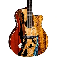 Luna Vista Deer Tropical Wood Acoustic-Electric Guitar Natural